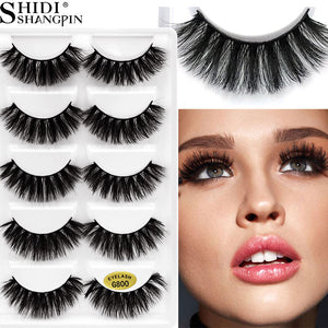 5 PAIRS EYELASHES 3D MINK LASHES NATURAL LONG