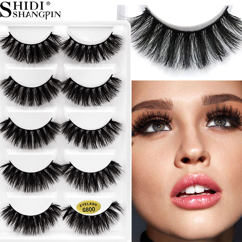 5 PAIRS EYELASHES 3D MINK LASHES NATURAL LONG