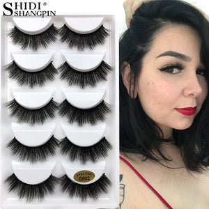 5 PAIRS EYELASHES 3D MINK LASHES NATURAL LONG