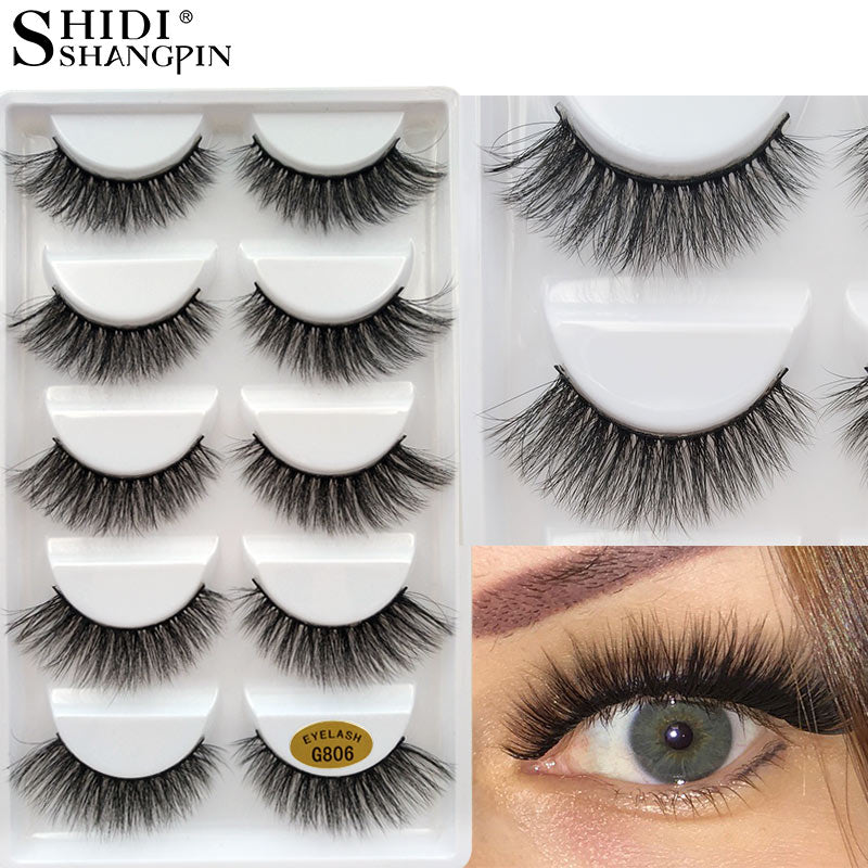 5 PAIRS EYELASHES 3D MINK LASHES NATURAL LONG