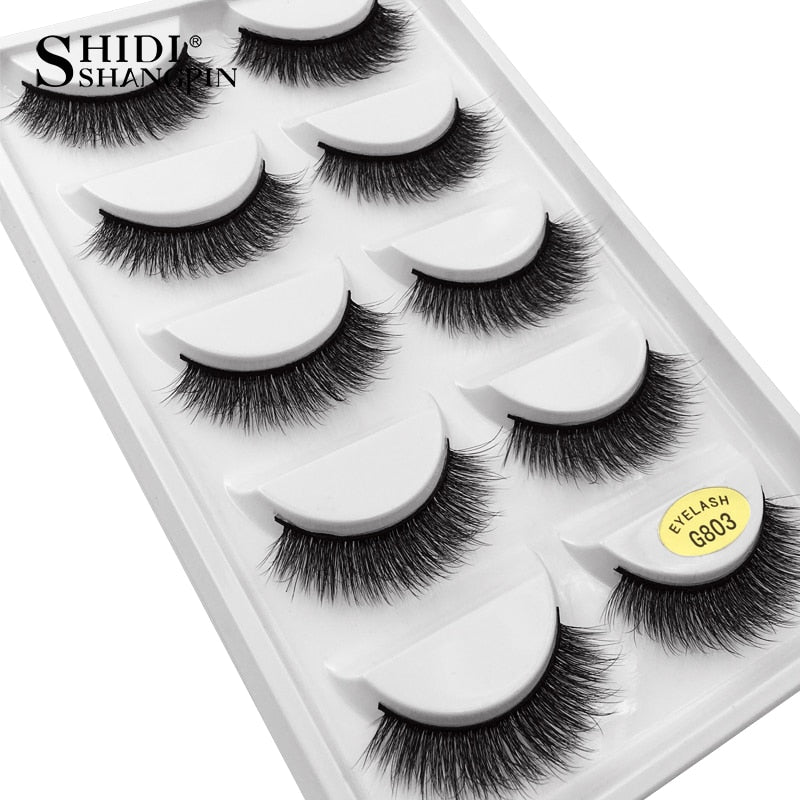 5 PAIRS EYELASHES 3D MINK LASHES NATURAL LONG
