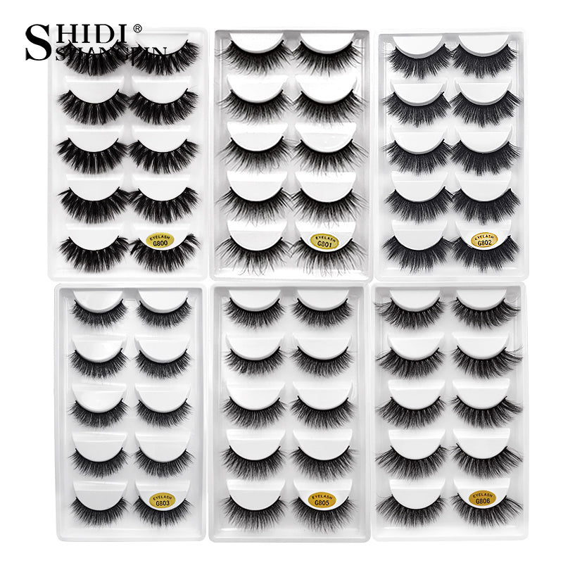 5 PAIRS EYELASHES 3D MINK LASHES NATURAL LONG